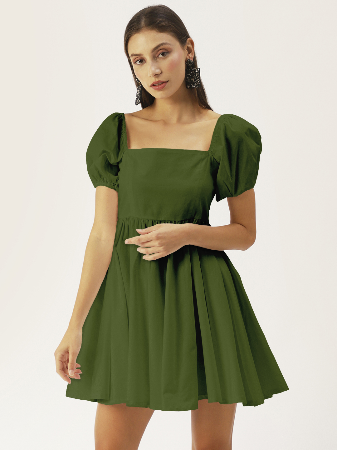 zara short dress with puff sleeves