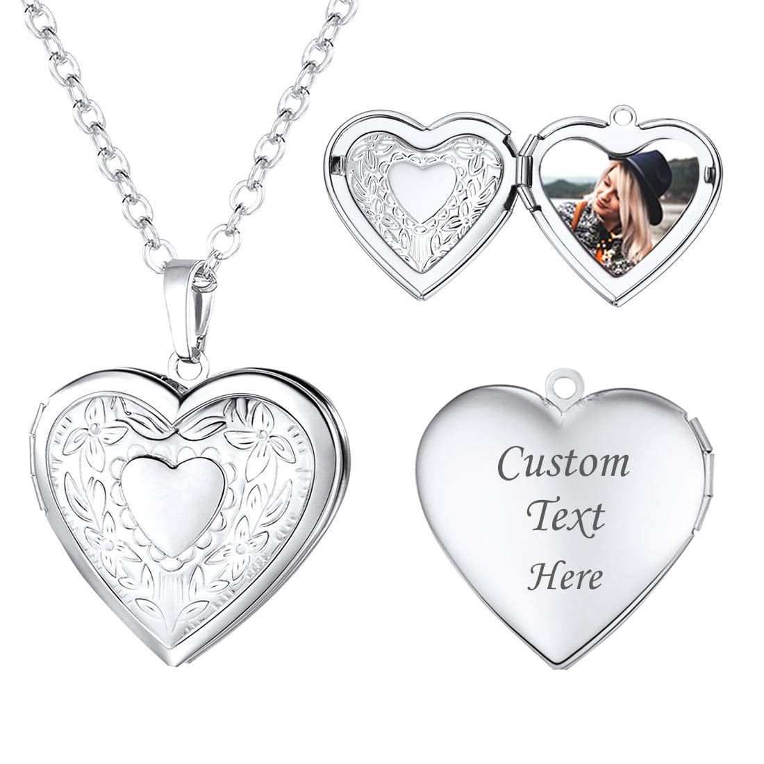 Fykuq Custom Name and Image Necklace Personalized Plated Nameplate Customized Jewelry Gift for Women