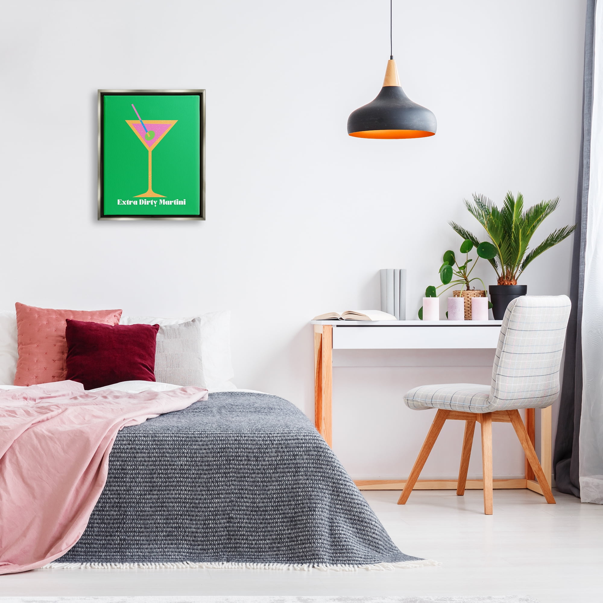 Stupell Industries Extra Dirty Martini on Green Food & Beverage Painting Gray Floater Framed Canvas Art Print Wall Art, 17 x 21