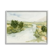 Stupell Industries Natural Flowing Stream Landscape Painting Gray Framed Art Print Wall Art, 30 x 24