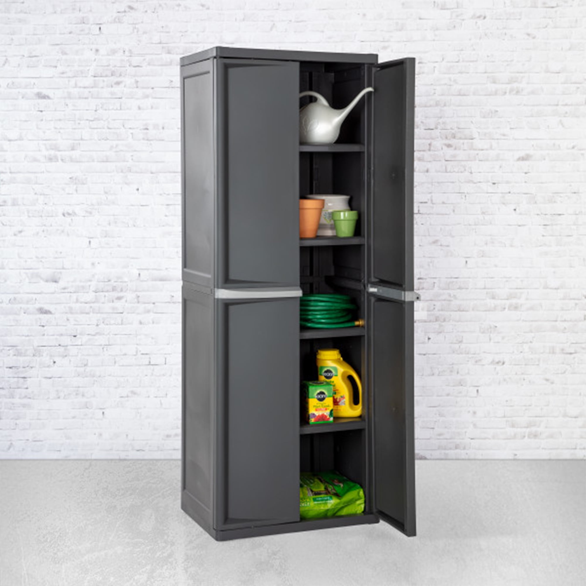 Sterilite 4 Shelf Cabinet- Flat Gray - Walmart.com  Plastic storage  cabinets, Storage cabinet shelves, Sterilite