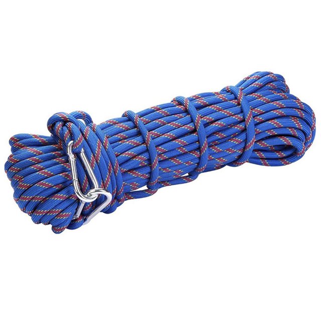 Subiendo la cuerda al aire libre Camino de caminos de 10 mm de diámetro Correa de cable de emergencia 10m/32.81 pies Poliéster que transporta equipo de cordón azul Inevent OD020410-02