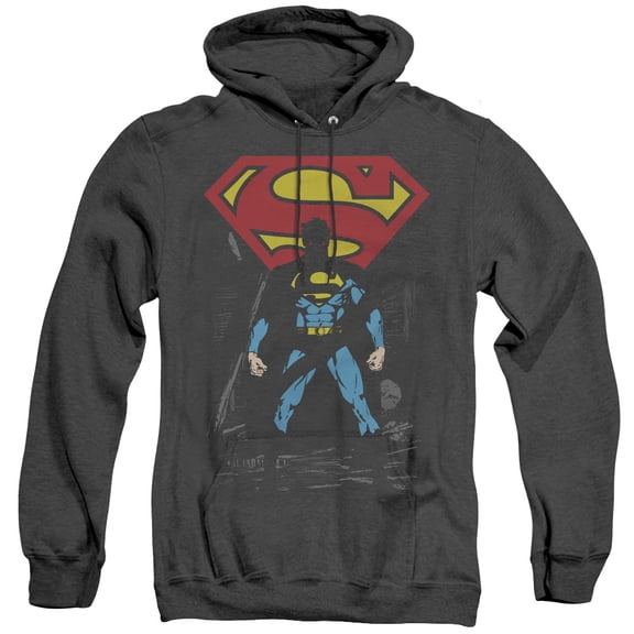 Superman Dark Alley Adult Heather Hoodie Sweatshirt Black