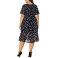 thumbnail image 3 of MODA NOVA Juniors' Plus Smocked Dresses Elegant Floral Midi Flare Dress, 3 of 5