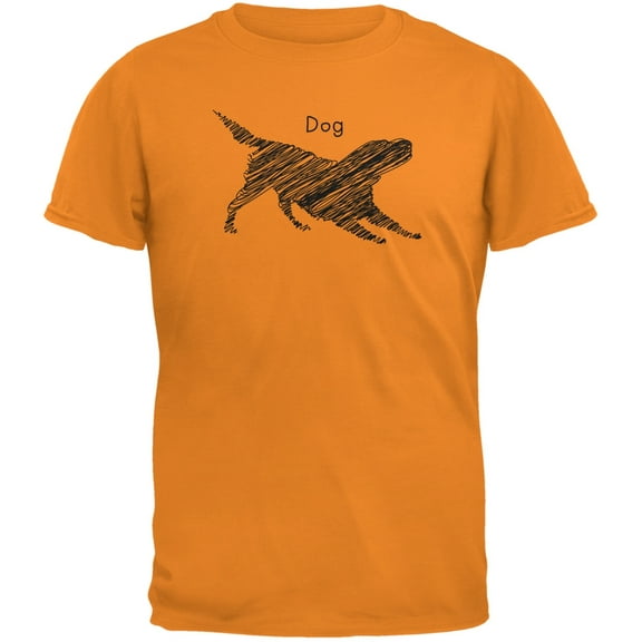 Dog Scribble Drawing Orange Youth T-Shirt - Large(14/16)