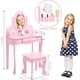 thumbnail image 2 of Rosa madera pretend play niños vanity set mirror y cajones - ideal princess makeup dressing mesa y stool playset para 4 - 9 year - old girls, great creative dress - up fun, birthday gifts, y r..., 2 of 7