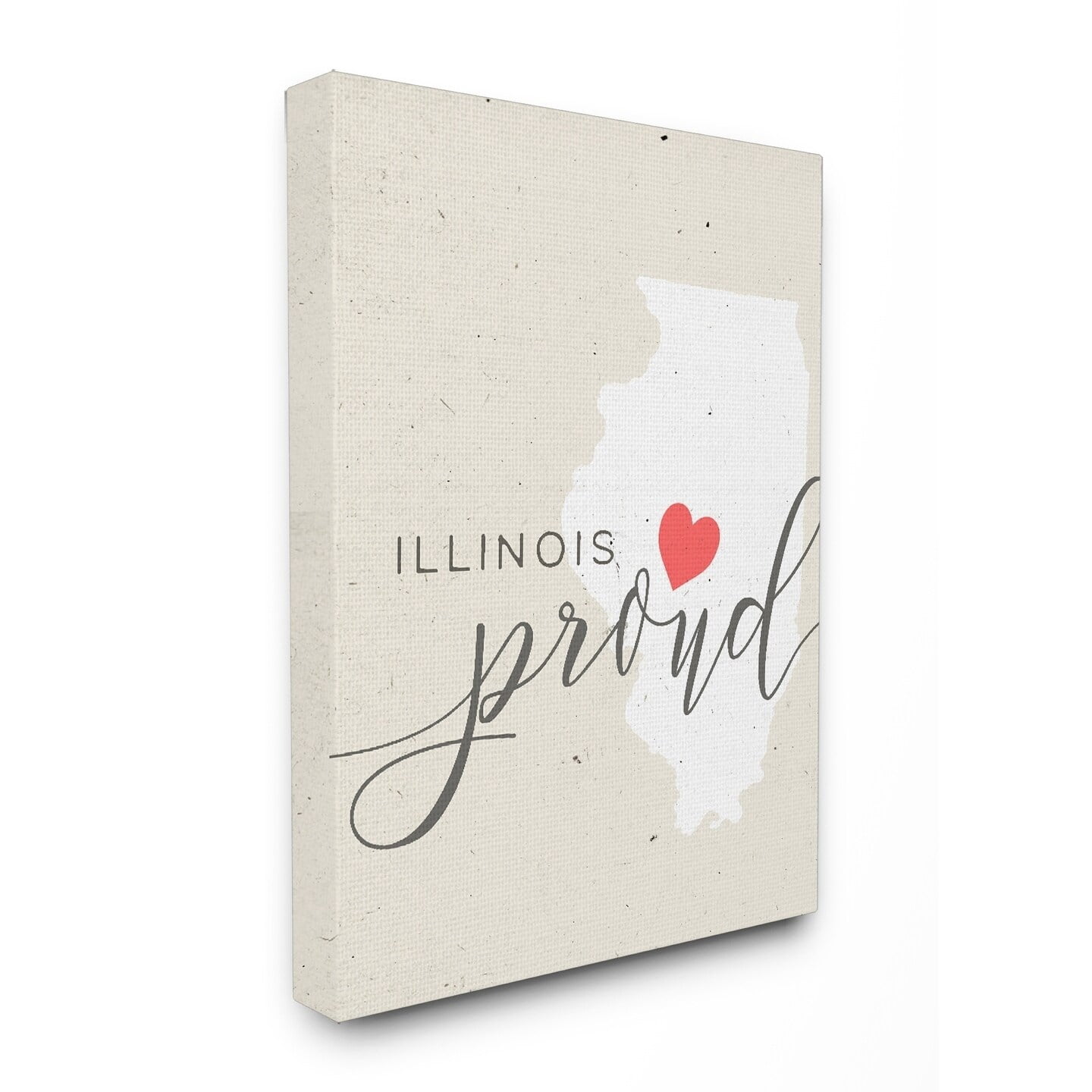 Stupell Illinois Proud with Heart Stretched Canvas Wall Art 30 x 40