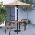 thumbnail image 3 of Merrick Lane Five Piece Faux Teak Patio Dining Set Includes 35" Square Table, Two Club Chairs, 9' Tan Patio Umbrella and Base, 3 of 18