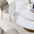thumbnail image 4 of 59" Round Dining Table Set with 4pcs Orange Chairs, Sintered Stone Kitchen Table with 360° Rotating Lazy Susan, Modern Circular Dining Room Furniture for Small Spaces, 4 of 8