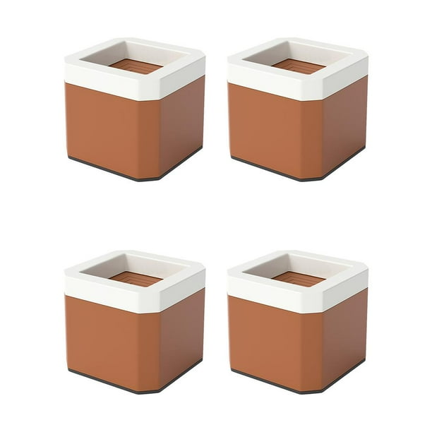 Elevadores de muebles silenciosos, amortiguadores, resistentes, para patas de sillas, accesorios de cama, protectores de suelo para sofá, silla, escritorio y cama. Cuadrado marrón