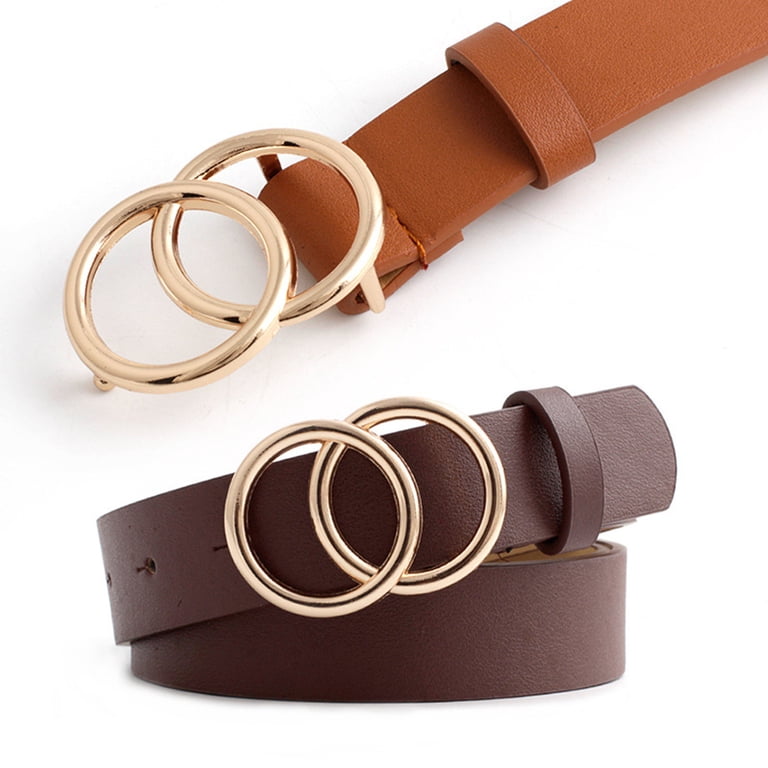 Fvsianol Women Snap on Belt Double Ring Buckle Belt Women  display picture 1
