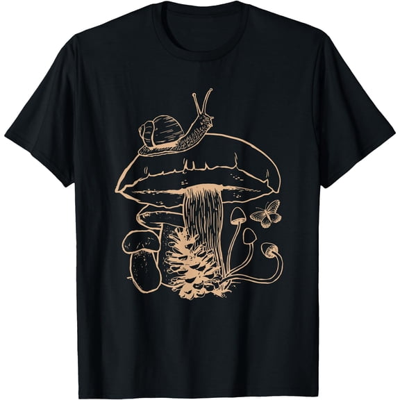 Cottagecore Aesthetic Mushroom Snail Goblincore Mycology Unisex T-Shirt for Men Women Kids Toddler