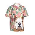 thumbnail image 2 of Bulldog Dog Lovers Florals Hawaiian Shirts For Men, Summer Short-Sleeve Relaxed-Fit Button-Down Shirts Xx-Large, 2 of 9