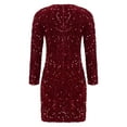 thumbnail image 2 of Zaldita Kids Girls Sparkly Sequin Formal Dress Long Sleeve Front Ruched Velvet Bodycon Birthday Party Dresses Burgundy 8, 2 of 5