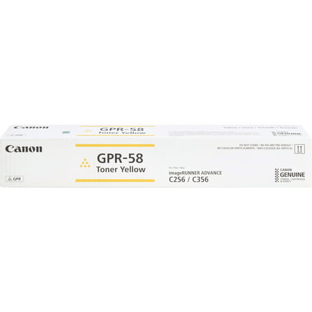 Canon  CNM2185C003  GPR-58 Toner Bottle Cartridge  1 Each GPR-58 toner cartridge is designed for use with Canon imageRunner Advance C356iF and C256iF. Consistent performance meets high-quality output. Easy-install cartridge saves time and boosts productivity. Bottle cartridge yields approximately 18 000 pages. Canon GPR-58 Original Toner Cartridge - Yellow  1 Each (Quantity)