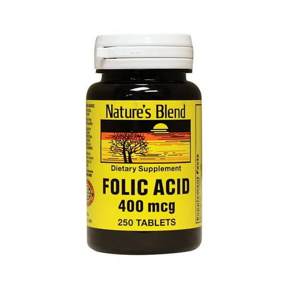 Nature's Blend Folic Acid, 400 mcg, Tablets, 250 ea