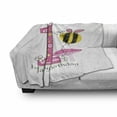 thumbnail image 3 of 1st Birthday Soft Flannel Fleece Blanket, Cartoon Style Image with the Bees Party Cake and the Candle Print, Cozy Plush for Indoor and Outdoor Use, 70" x 90", Pink Black and Yellow, by Ambesonne, 3 of 6
