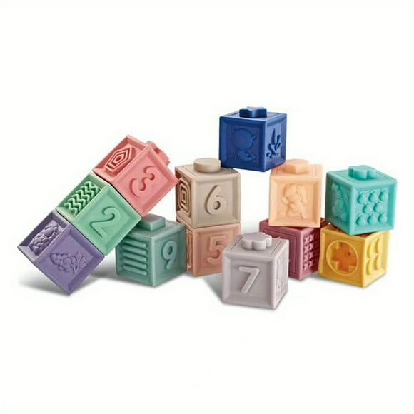 Infants And Young Children Cartoon Cognition Soft Rubber Embossed Animal Digital Building Blocks Early Education Kneading Called Spelling And Inserting Soft Rubber Building Blocks