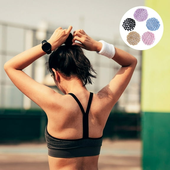 HEALEEP 5Pcs Bedazzled Hair Net for Women Hair Styling and Dancing Performances