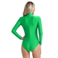 thumbnail image 2 of Kaerm Womens Gymnastic Leotard One Piece Bodysuit For Dance Long Sleeve Mock Turtleneck Green XXL, 2 of 6
