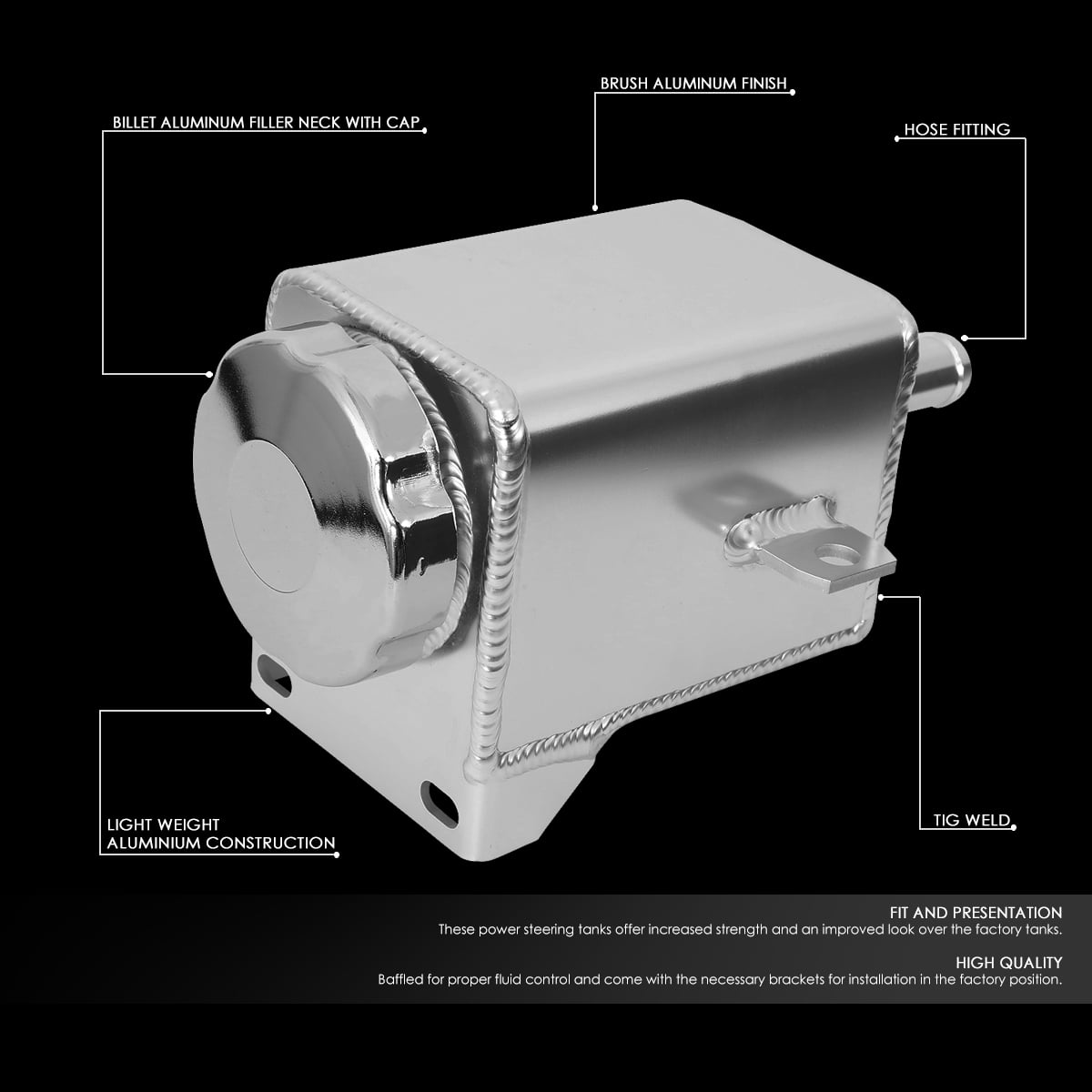 DNA Motoring For 99-04 Ford Mustang Aluminum Racing Power Steering Fluid Reservoir Tank/Can