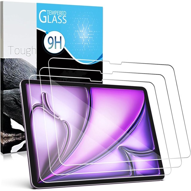 CZCPP-Protecteur d'Écran pour iPad Air 11 Pouces M2 2024 (6e Génération), 3 Packs Film en Verre Trempé, 9H Anti-Rayures, Sans Bulles, Clarté HD, Compatible Face ID et Apple Pencil