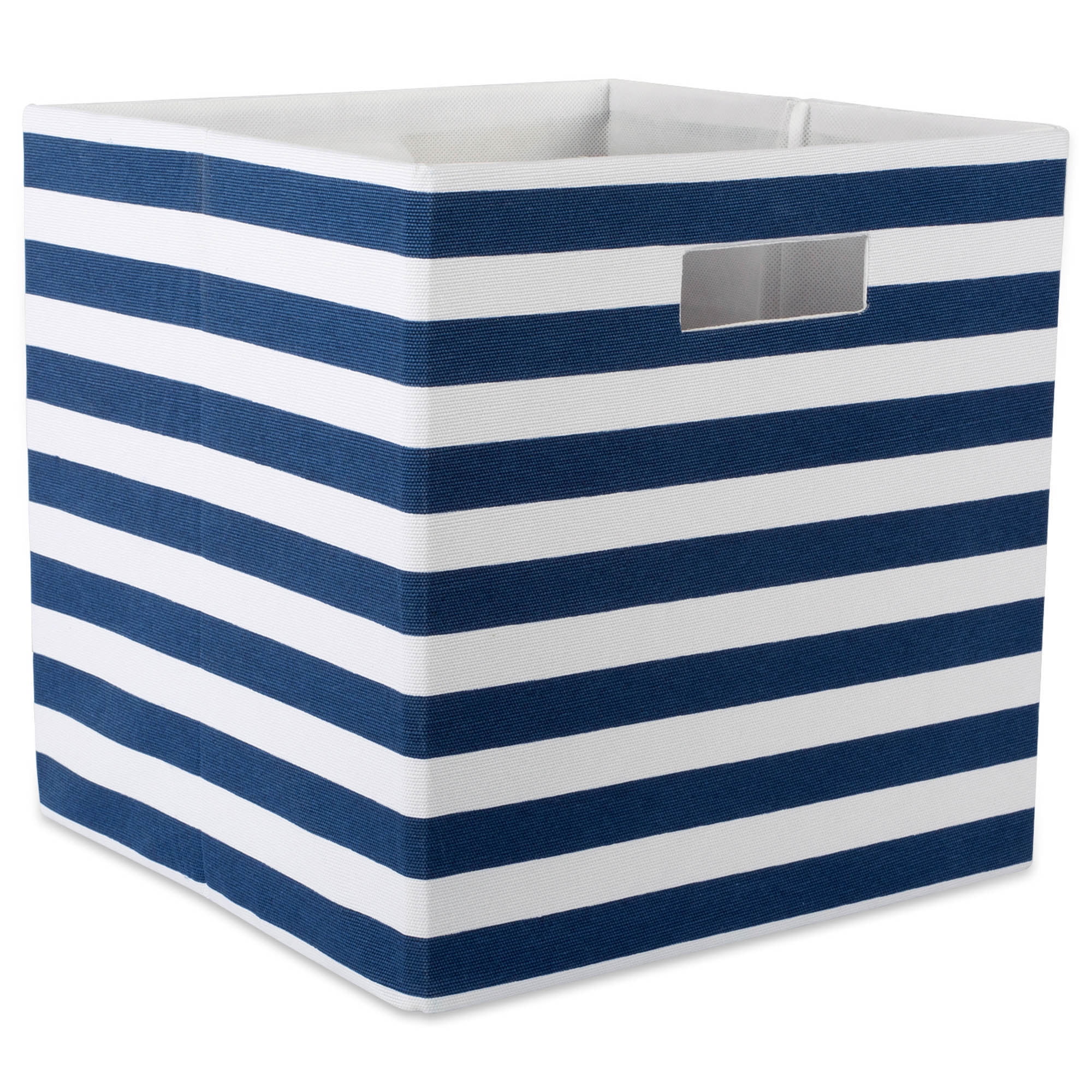 Nautical Blue Polyester Cube Storage Bin with Striped Design 11
