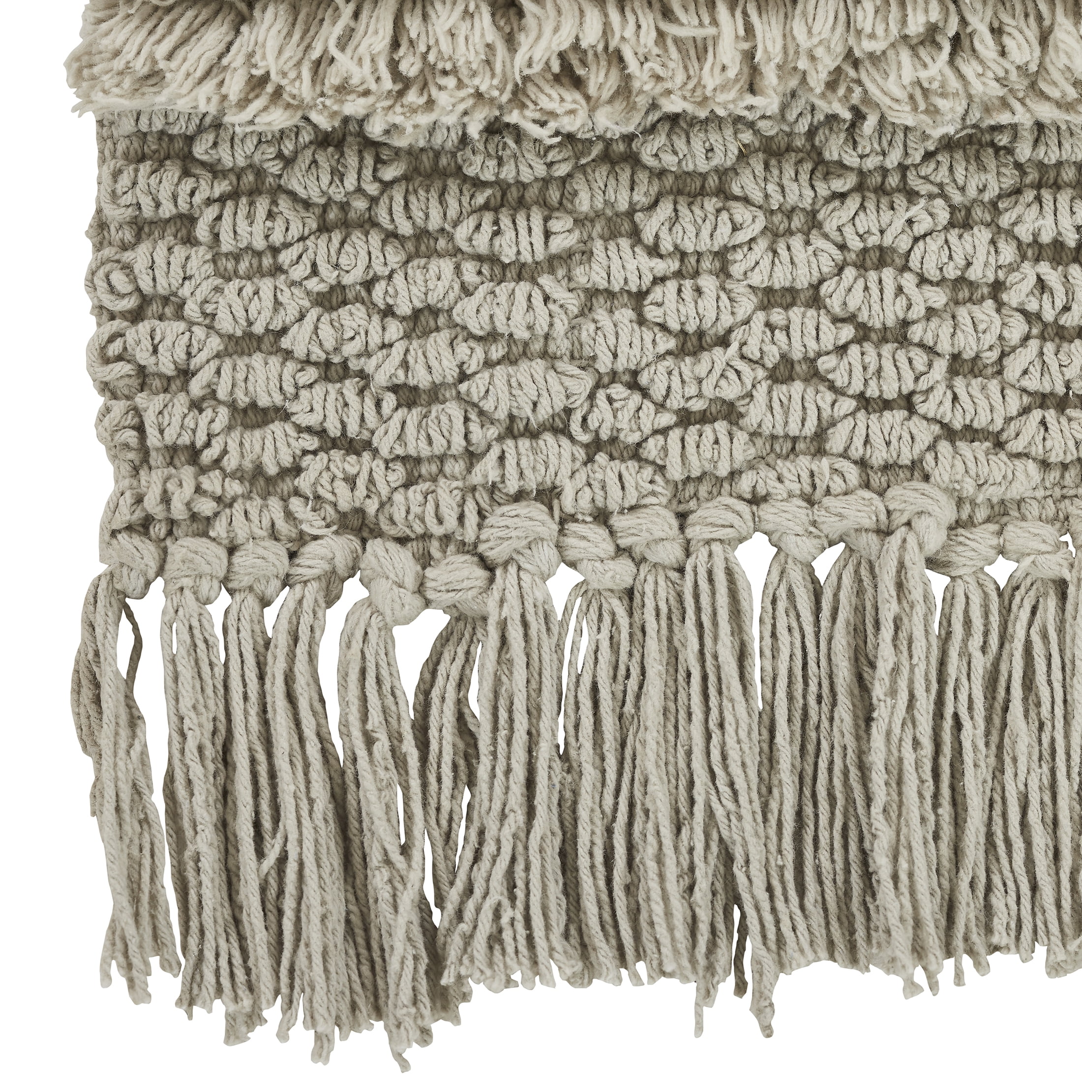 VCNY Home Savannah Fringe Taupe Stripe Cotton Blend Bath Runner Rug, 24" x 60"