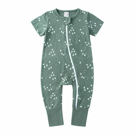 

Augper Summer Newborn Toddler Baby s Day Girls Boys Bodysuit Short Sleeve Printed Zipper One-piece Romper Jumpsuit
