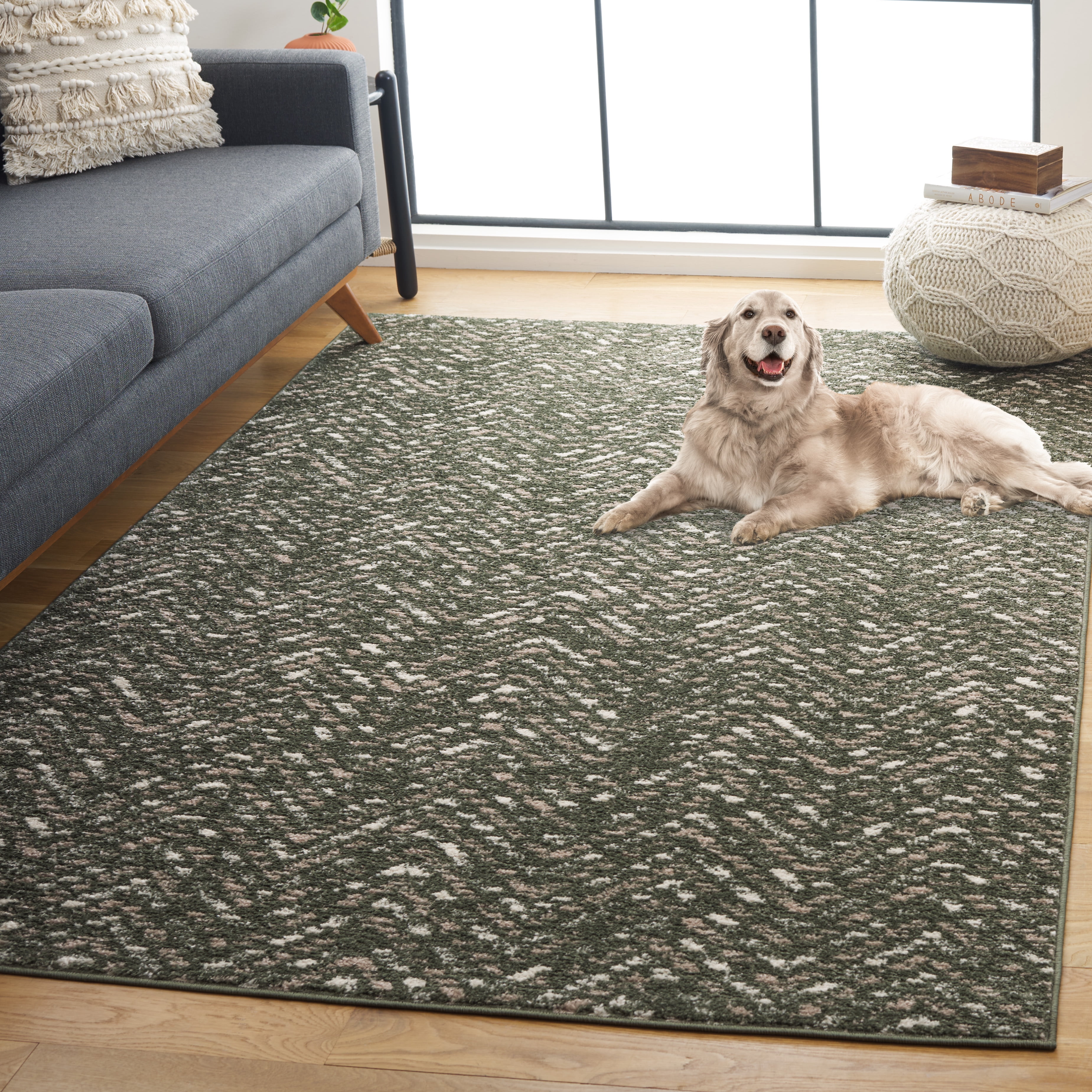 SAFAVIEH Adirondack Altan Striped Area Rug, Dark Green/Ivory, 4' x 6'