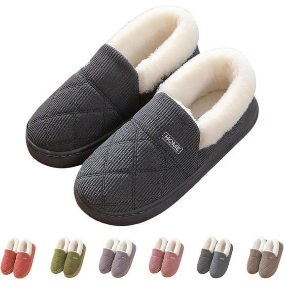 Men's and Women's All-Weather Comfort shoes - Plush Faux Fur Lined House Slippers