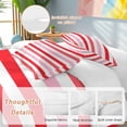 thumbnail image 3 of Red Pink Striped Bedding 3 Piece Duvet Cover Set Full Size, Farmhouse Stripes Simple Art Soft Microfiber Comforter Cover with Zipper Closure & Pillowcases, Wrinkle & FadeResistant Quilt Cover, 3 of 9