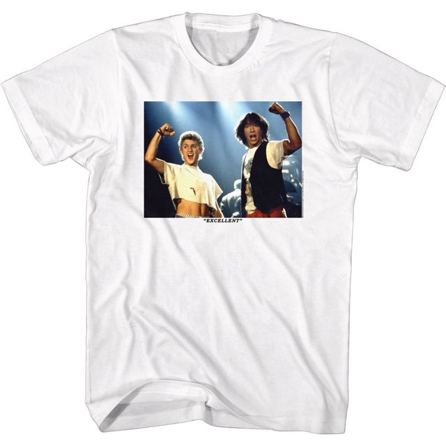 Bill And Ted Excellent Fists Up White Adult T-Shirt 4Xl