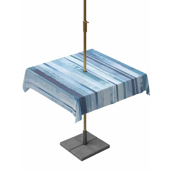 Outdoor Tablecloth with Umbrella Hole for Patio/Picnic/Party/Camping, Blue Ombre Waterproof Table Cloth Square Cover Washable, Watercolor Modern Abstract Art (60"x 60")