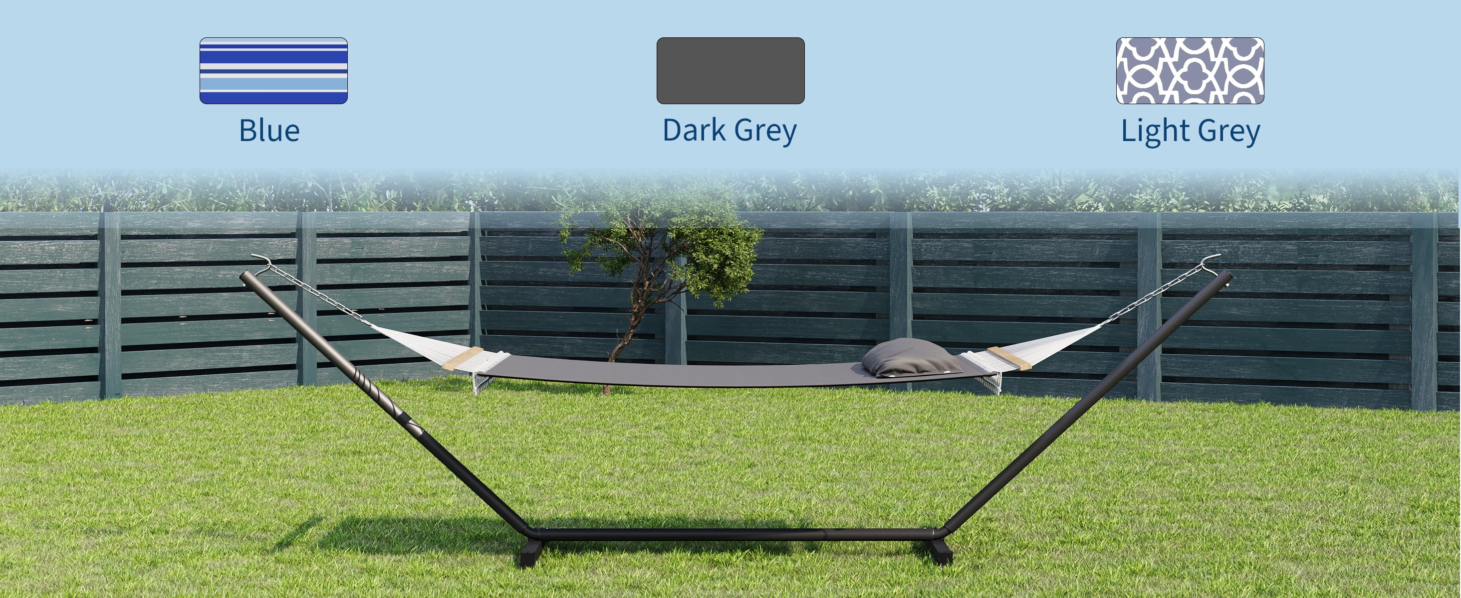 YUSAZENS 2 Person Freestanding Hammock Set, Heavy Duty Quilted Hammock Bed with Powder-Coated Steel Stand, Height Adjustable Design, Portable Outdoor Gear for Yard, Lawn, Garden, Camping