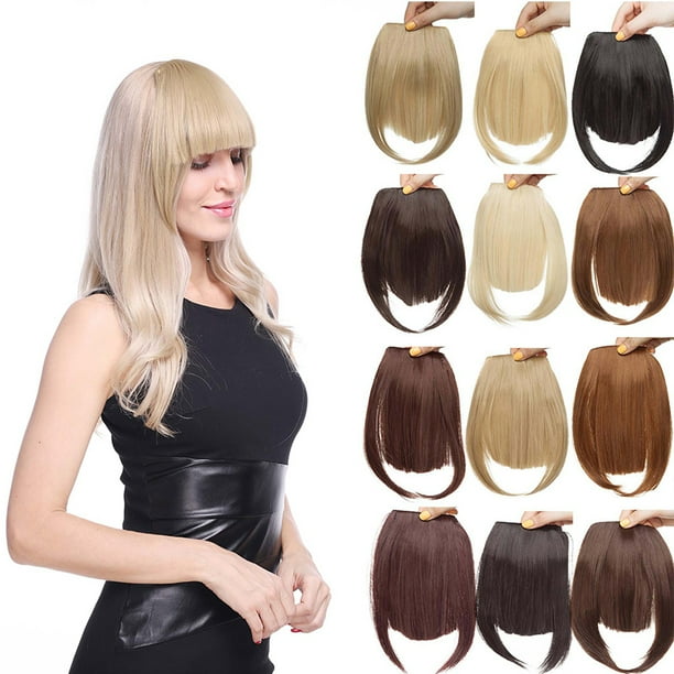 Snoilite Hair Bangs Clip in Hair Extensions Front Neat Bang Fringe One