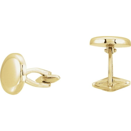 14k Yellow Gold 15.9mm Round Shaped Men Gents Cuff Links