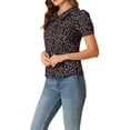 thumbnail image 4 of Allegra K Women's Puff Sleeves Turndown Collar Button Down Floral Blouse, 4 of 6