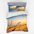 thumbnail image 2 of Ambesonne Scenery Bedding Set 3 Pcs, Sunrise at a Sea Shore, Twin, Blue and Sand Brown, 2 of 3