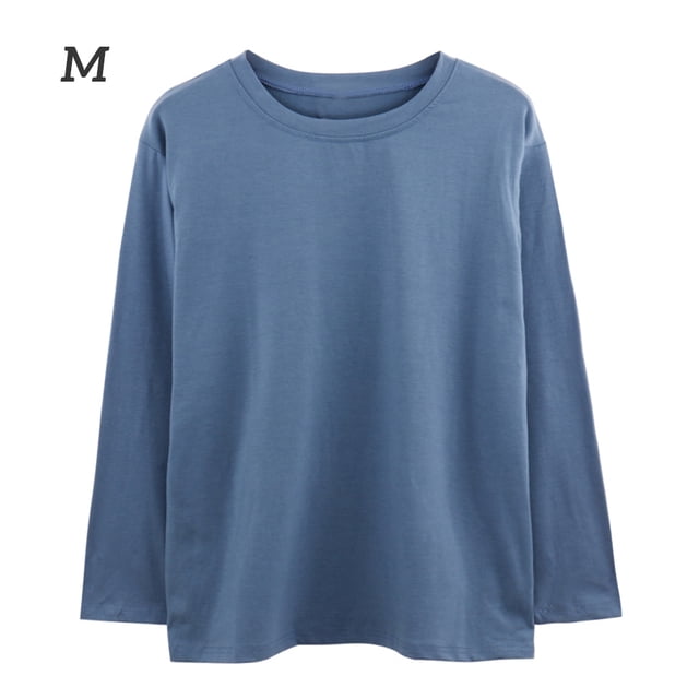 Camiseta de mujer Blusa suelta de manga larga de color sólido Blusa tipo sudadera, Azul, M Inevent AP001130-21