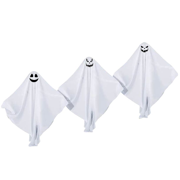 Juego de 3 luces LED de fantasma para Halloween, decoración de césped para fiestas al aire libre