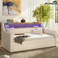 thumbnail image 2 of Bellemave Upholstered Plywood And PU Leather Durable Twin Daybed with Storage Drawers White, 2 of 11