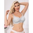 thumbnail image 4 of INSPIRE CHIC Lace Nursing Bra for Women Front Open Maternity Wireless Fixed Padded Full Coverage Breastfeeding Lingerie 2XL Gray, 4 of 5