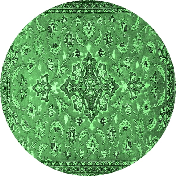 Ahgly Company Indoor Round Persian Emerald Green Traditional Area Rugs, 5' Round