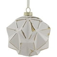 thumbnail image 5 of Northlight 3D Geometric Glass Christmas Ornament - 4" - White and Gold, 5 of 8