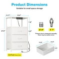 thumbnail image 3 of Sofanext Night Stand with Charging Station Set 2, End Table for Bedroom Small Nightstand with Fabric Drawers, Tall Nightstand for Bedroom, Bedside Table, White, 3 of 7