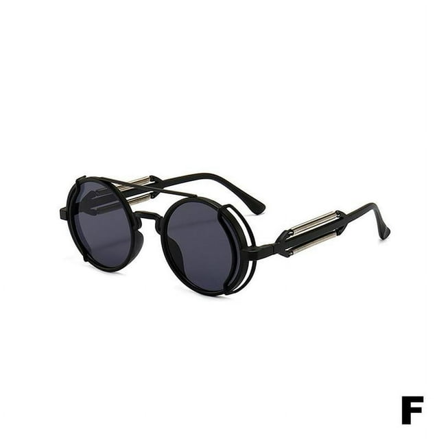 Daily Mix Store Lunettes de Soleil Rétro Steampunk pour Femmes Hommes Unisexe Monture Ronde en Métal Lentille Circulaire Lunettes de Soleil Été Extérieur Plage Lunettes