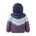 thumbnail image 2 of HILEELANG Kids Boy Winter Hodded Puffer Color-Block Jackets Coats Light Weight Outerwear Purple 7-8 Years, 2 of 5