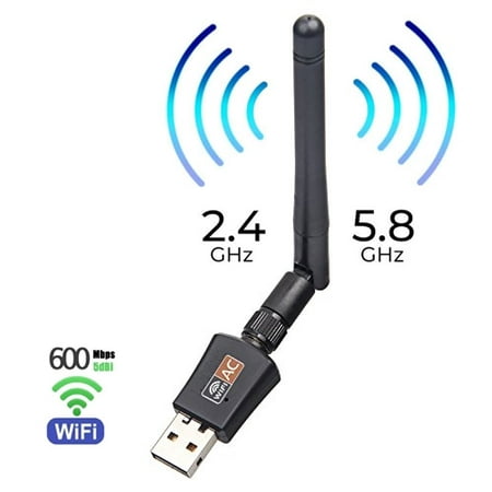USB WiFi Adapter 5dBi Antenna, 600Mbps Dual Band (2.4G/150Mbps+5G/433Mbps) Wireless Network Card Adapter for Desktop Laptop PC Windows 10/8.1/8/7/XP/Vista, MAC (Best Network Scanner For Windows)