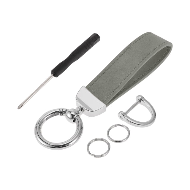 Unique Bargains Car Keychain Universal Key Chain with Ring for Key Fobs for Home Zinc Alloy Silver Tone Gray 1 Set